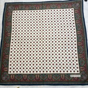 YVES SAINT LAURENT Scarf Paisley Medallion Ivory Red Navy Vintage Accessory 20"